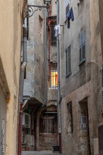 Narrow alley with window in Grasse  France