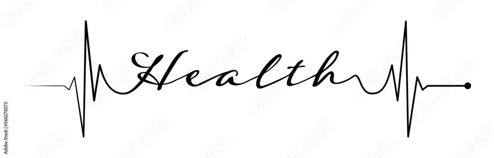 EKG line, health text vector design isolated on white background. Healthy heart symbol to use in health industry, cardiology, medical care, hospital, health science projects.
EKG line, health text vector design isolated on white background. Healthy heart symbol to use in health industry, cardiology, medical care, hospital, health science projects.