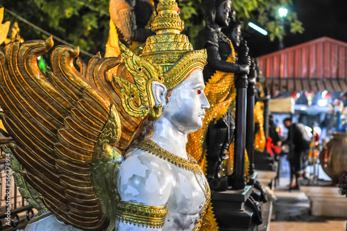 The Phaya Purisat statue at wat Julamanee temple, Samutsongkhram province, Thailand