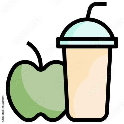 GREEN APPLE filled outline icon