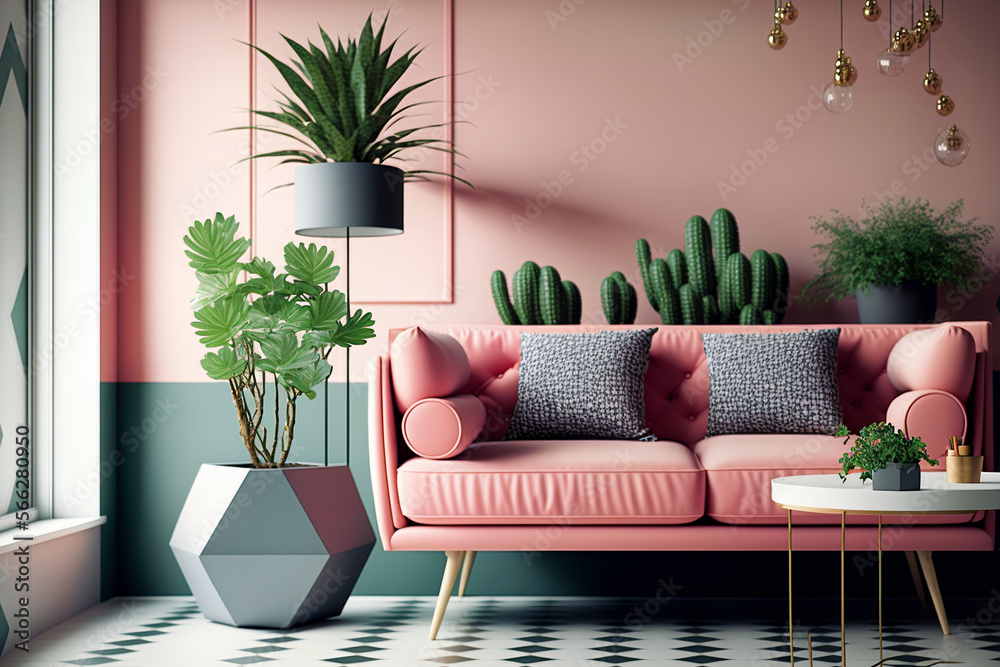 the pink Paradiso: modern living room