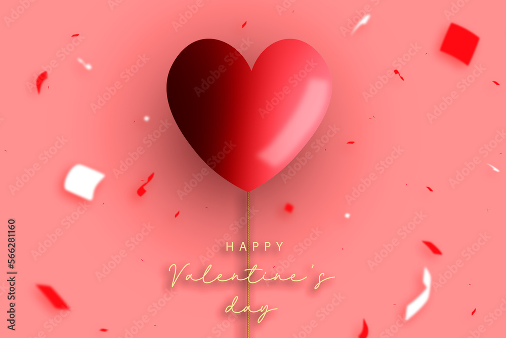 Set of Valentine's day Balloon with confetti illustration