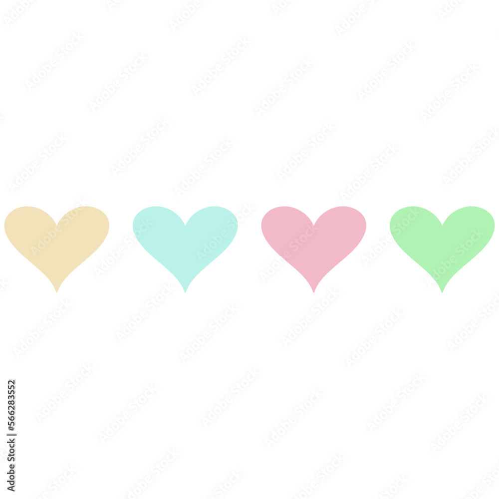 Hearts in different colors. Decorative element for Valentine's Day. Vector illustration