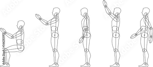 Sketch vector illustration of people movement with joint articulations photo