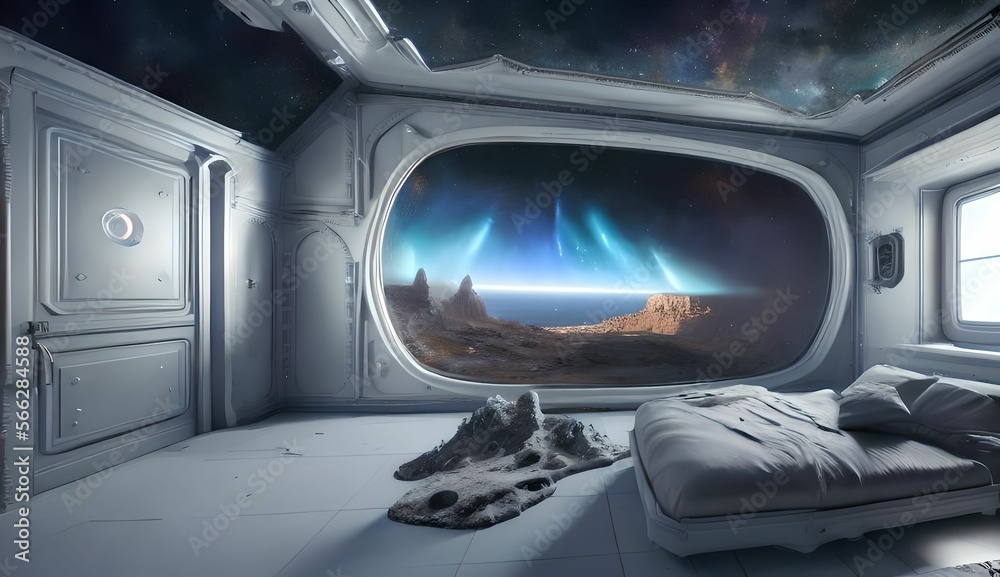 view from the window of a house in the space AI generated view from the window of a house in the space AI generated