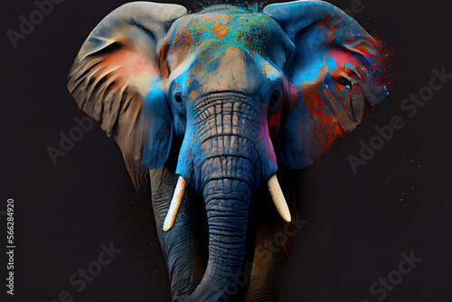 Elephant made of paint  paint splater