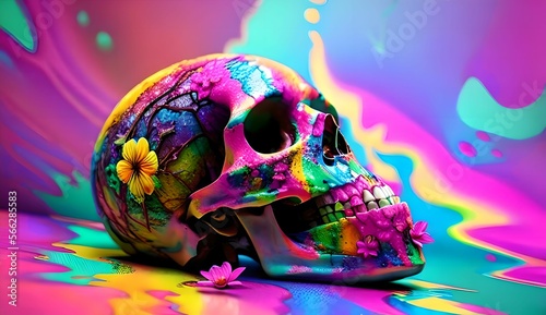Colorful skull AI generated