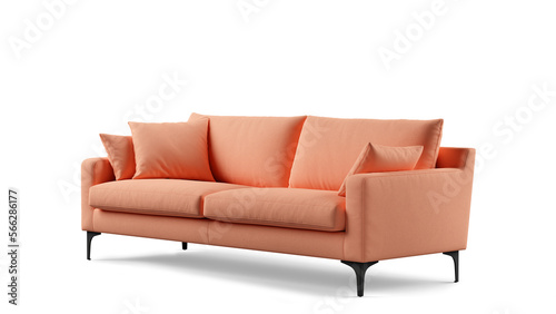 Modern sofa on isolated white background. Furniture for the modern interior, minimalist design.