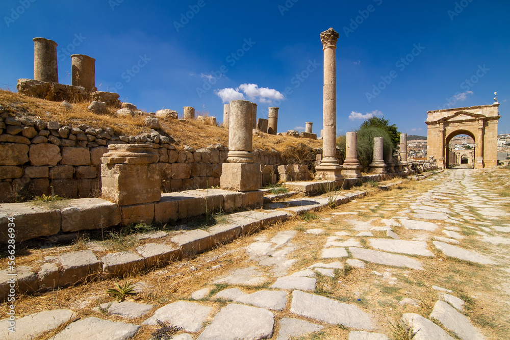 ruins of ancient greek temple in Jerash, Jordan