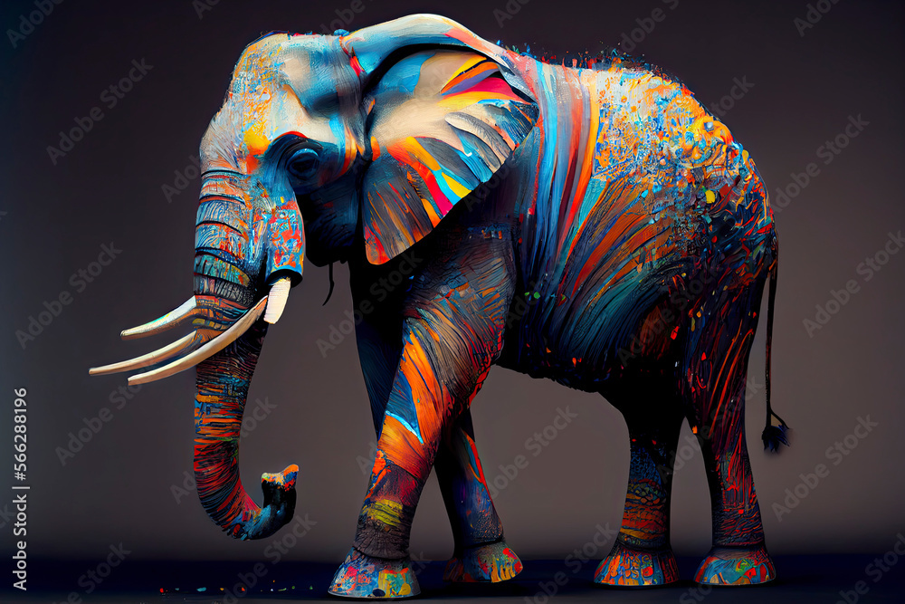 Obraz premium Elephant made of paint, paint splater