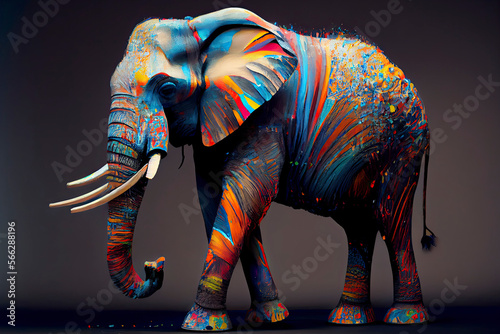 Elephant made of paint, paint splater