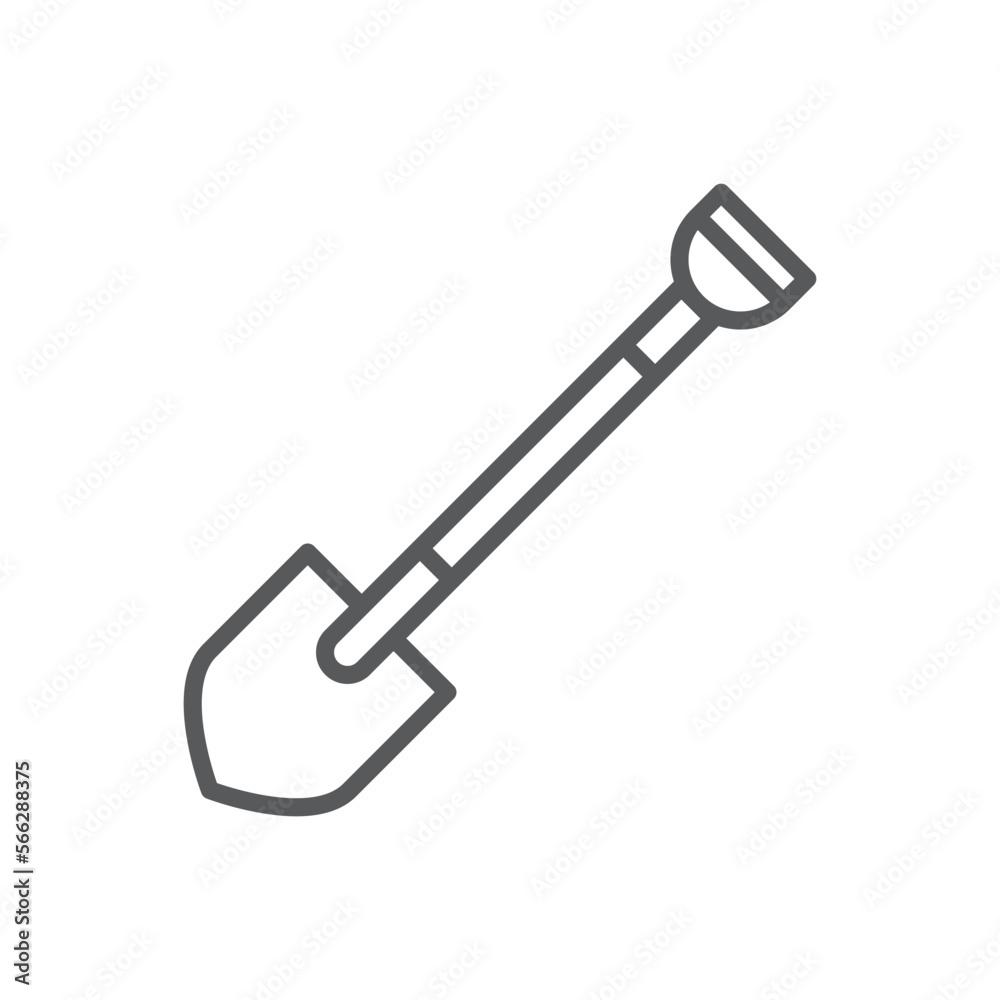 Shovel line icon. Minimalist icon isolated on white background. Shovel simple silhouette. Shovel line icon. Minimalist icon isolated on white background. Shovel simple silhouette.