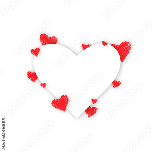 White heart with red hearts with space for text