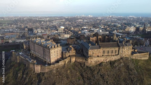 Scenic Drone Aerial Footage of Edinburgh, Scotland, including castle, Arthur's seat and city view.