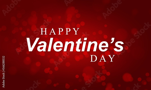 Lettering happy valentine's day on a red background with bokeh