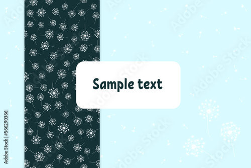 Cover page template based on patterns with hand drawn dandelions