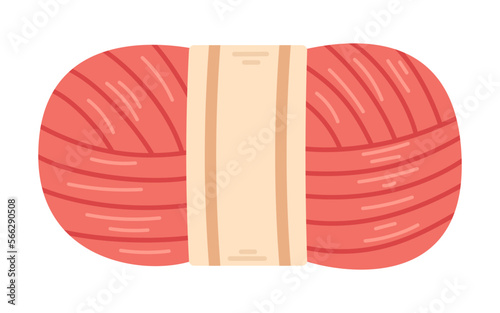 Vector wool skein. Knit threads. Cozy crafting hobby. Knitting. Red yarn in flat design.