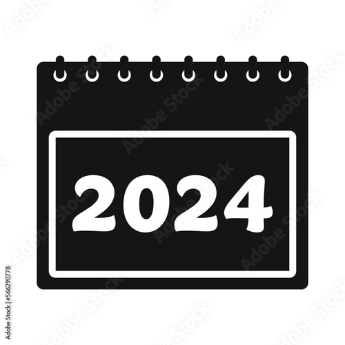 2024 Calendar Black Icon. Editable Vector EPS Symbol Illustration.