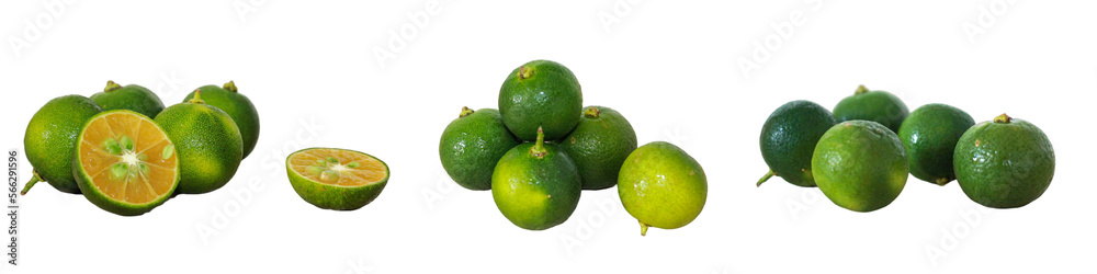 Green kumquat isolated on white Green kumquat isolated on white