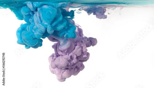 Colorful background of blue-violet clouds of paint.