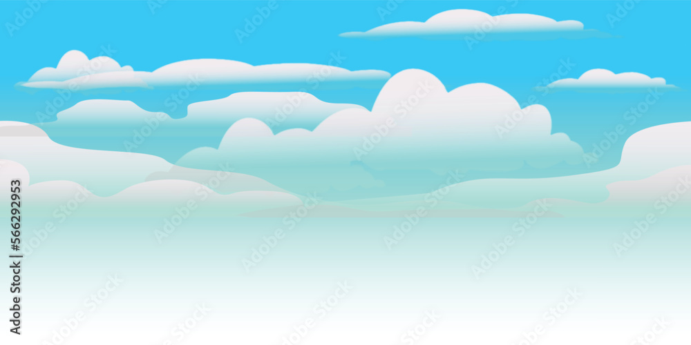 Blue sky with white fluffy cloud design background