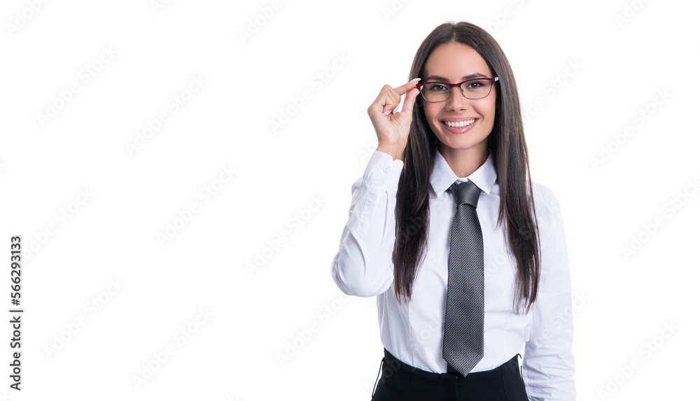 photo of business woman wear glasses, copy space. business woman isolated on white. photo of business woman wear glasses, copy space. business woman isolated on white.