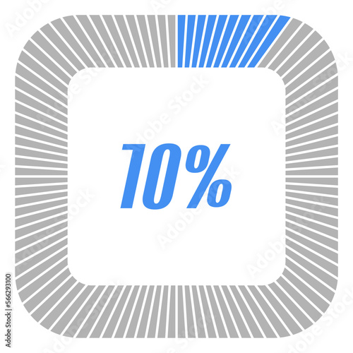 10 percent square shape percentage diagram for infographics,documents or reports. vector.