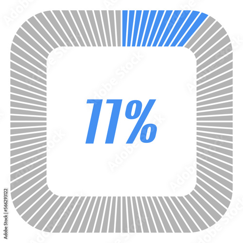 11 percent square shape percentage diagram for infographics,documents or reports. vector.