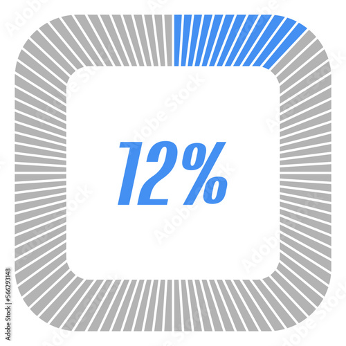 12 percent square shape percentage diagram for infographics,documents or reports. vector.