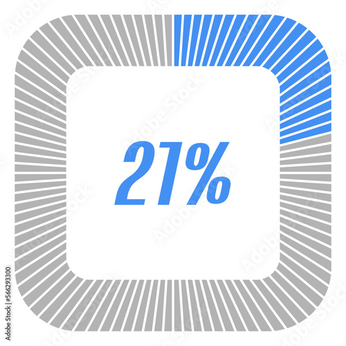 21 percent square shape percentage diagram for infographics,documents or reports. vector.
