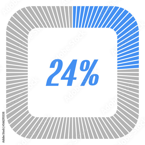 24 percent square shape percentage diagram for infographics,documents or reports. vector.
