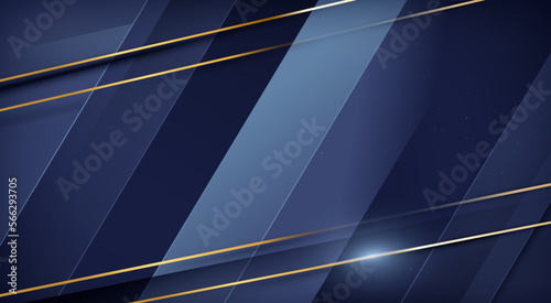 Abstract luxury dark blue background with golden lines . Luxury and elegant design. Vector illustration