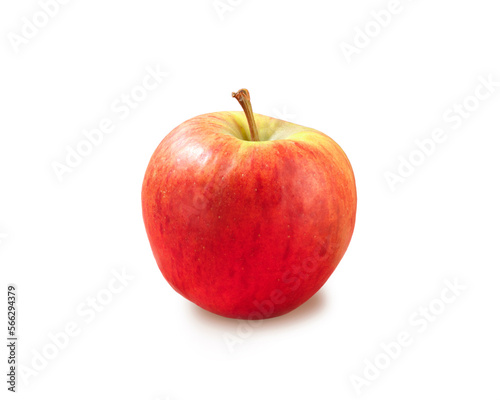 Roter Apfel mit Stengel vor weiss
