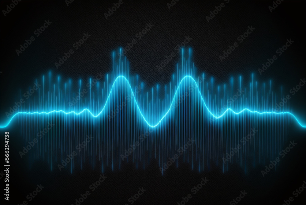 Sound wave. Equalizer pattern. Abstract blue digital waveform. generative ai