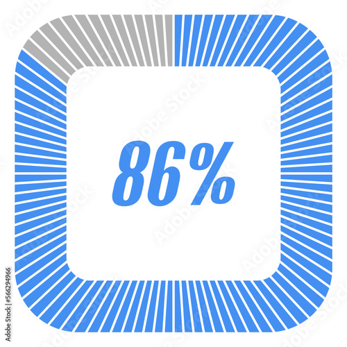 86 percent square shape percentage diagram for infographics,documents or reports. vector.