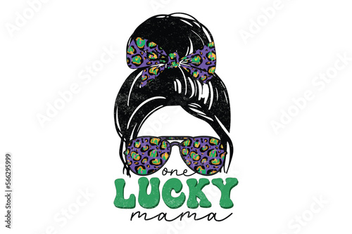 St Patricks Day one lucky mama vector T-shirt design