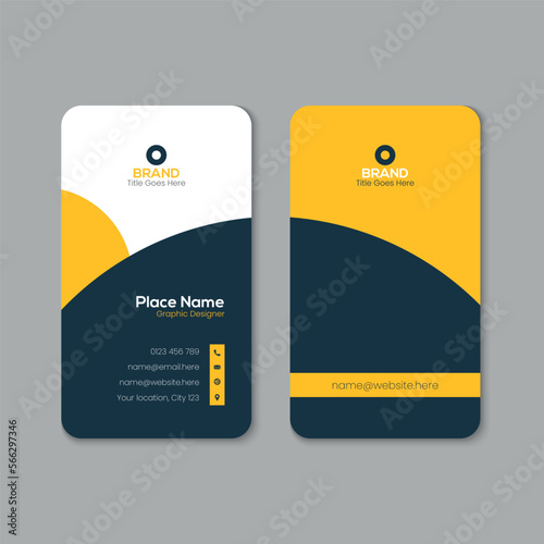 Vector printable and editable horizontal and vertical double sided clean modern corporate business card template design