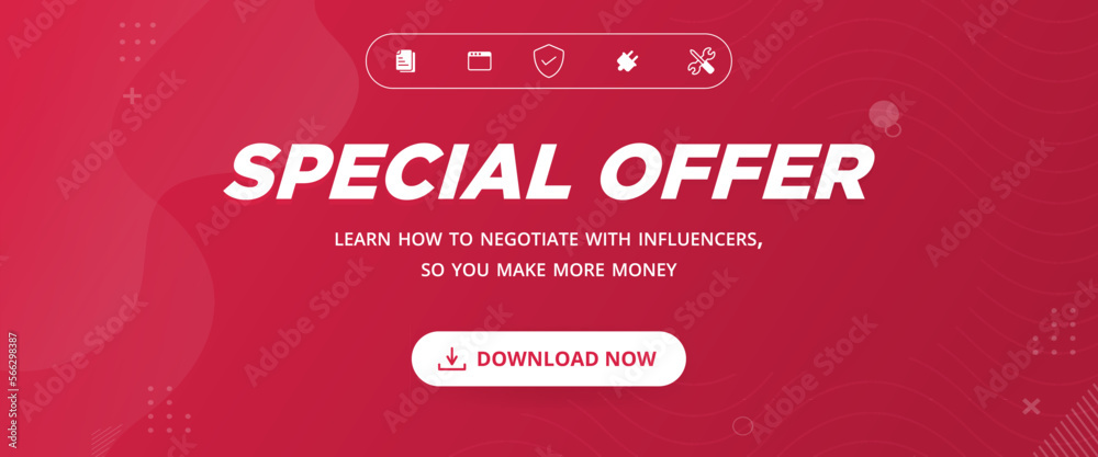 Fototapeta premium Special Offer Flash Sale Poster or banner with download button,red background.Flash Sales banner template design for digital services, promotional banner. Special Offer Flash Sale campaign