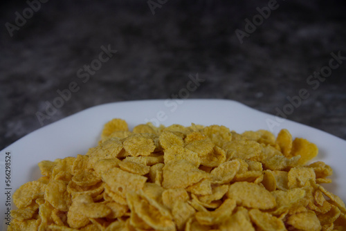 Cornflakes in a bowl. American breakfast