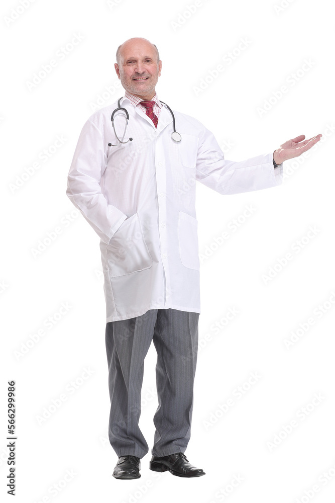 Front view of smiling senior medical doctor with stethoscope Front view of smiling senior medical doctor with stethoscope