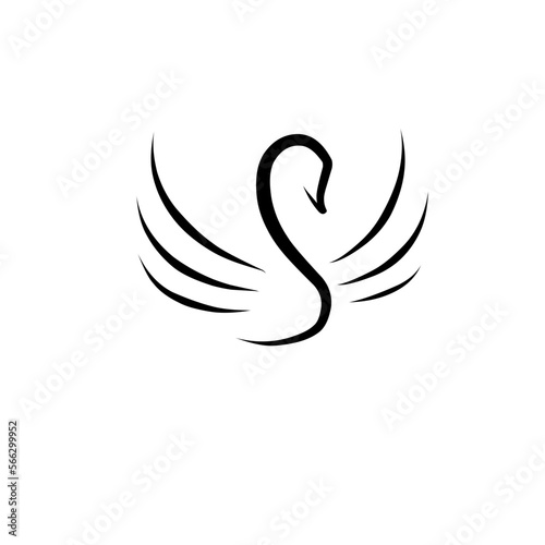 Hand Drawn Logo Of Black Swan