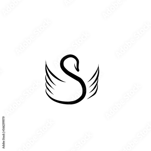 Hand Drawn Logo Of Black Swan