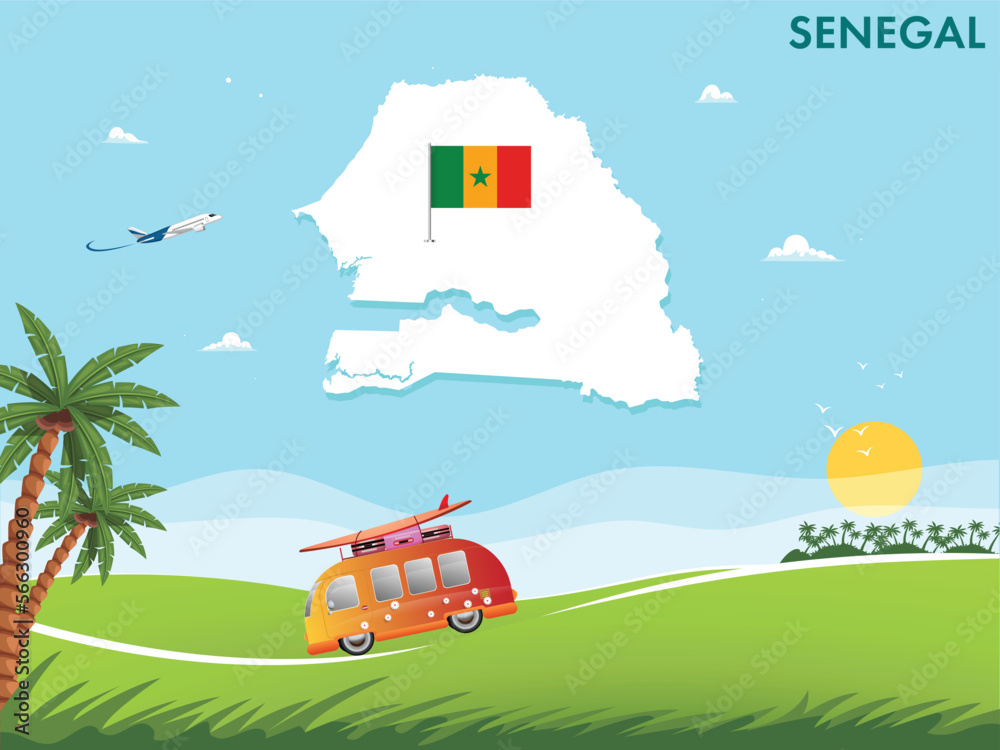 Fototapeta premium Senegal map with travel and tourism theme vector illustration design