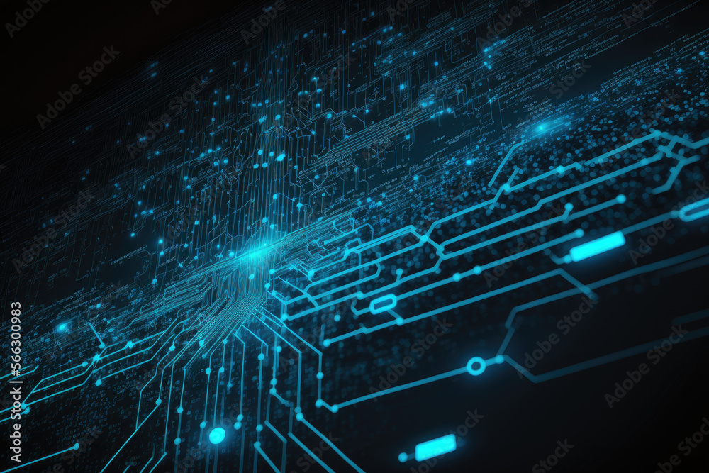 Obraz premium blue digital technology network background made by generative ai