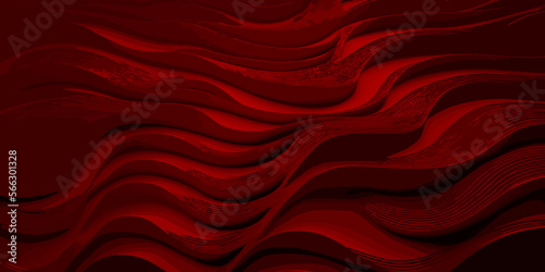 Abstract Red waves geometric background. Modern background design. gradient color. red papercut background. red eave background. 