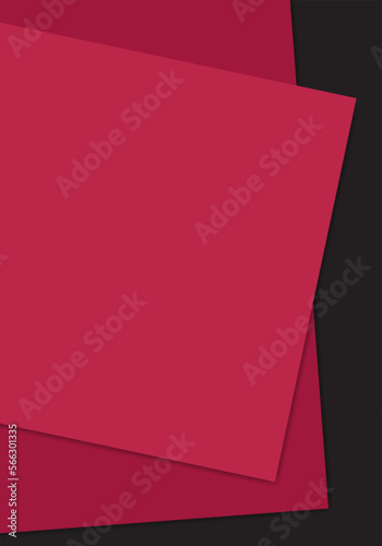 Vertical abstract background pattern. Color of the year 2023 viva magenta. Red black cut paper overlapping layers. Design element for cover, banner, poster, backdrop, wall. Vector illustration.