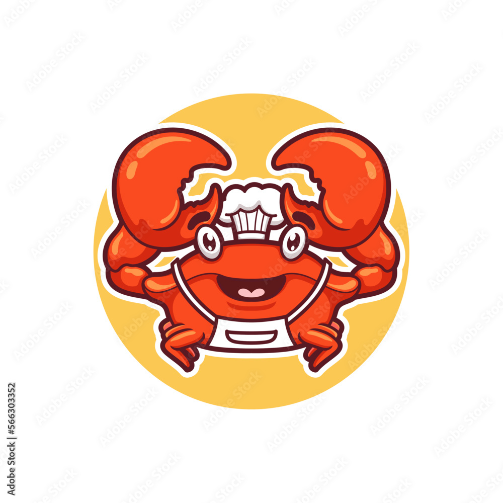 crab simple logo with chef hat for symbol or icon crab simple logo with chef hat for symbol or icon