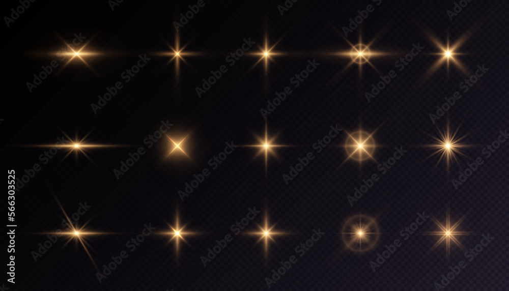 Set of golden light effects of glowing light isolated on transparent background. light lines. Solar flare with rays and glare. glow effect. Starburst with shimmering sparkles. Light for web design and Set of golden light effects of glowing light isolated on transparent background. light lines. Solar flare with rays and glare. glow effect. Starburst with shimmering sparkles. Light for web design and