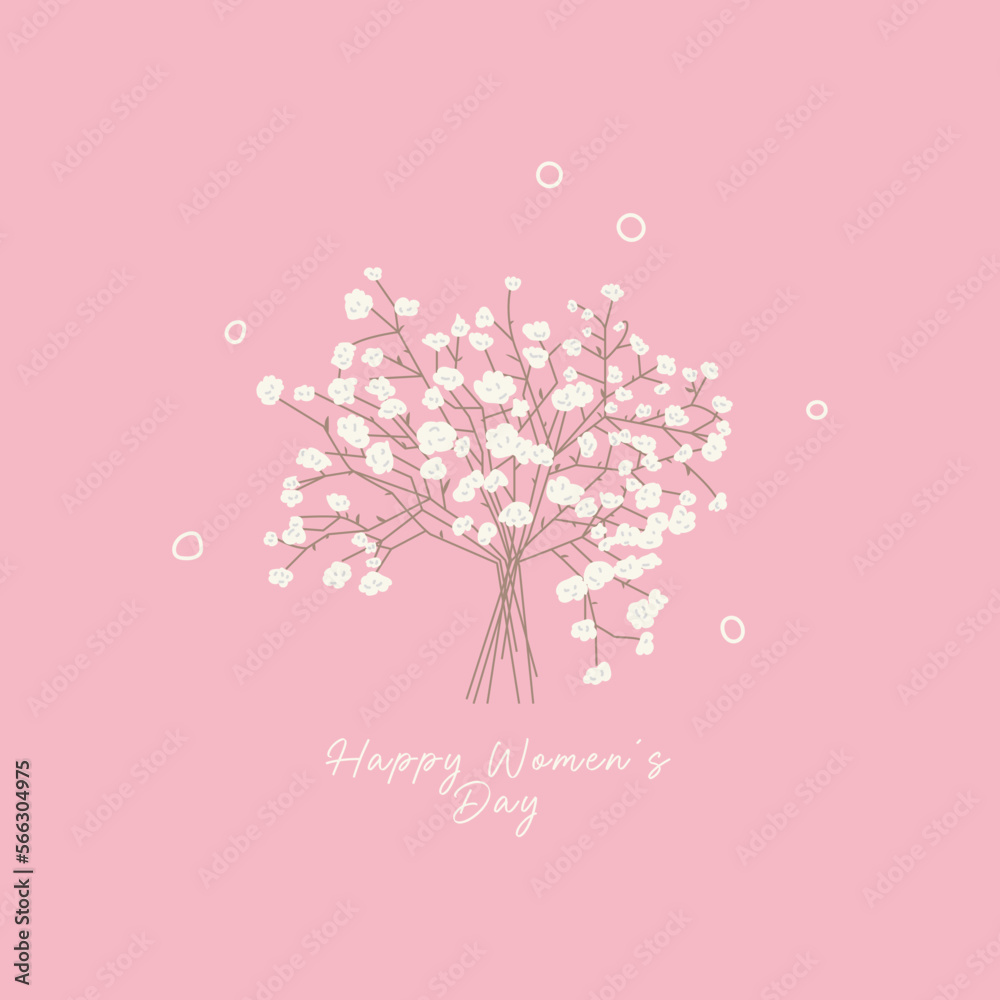 Illustration for the holiday Women's Day. Bouquet of white small flowers