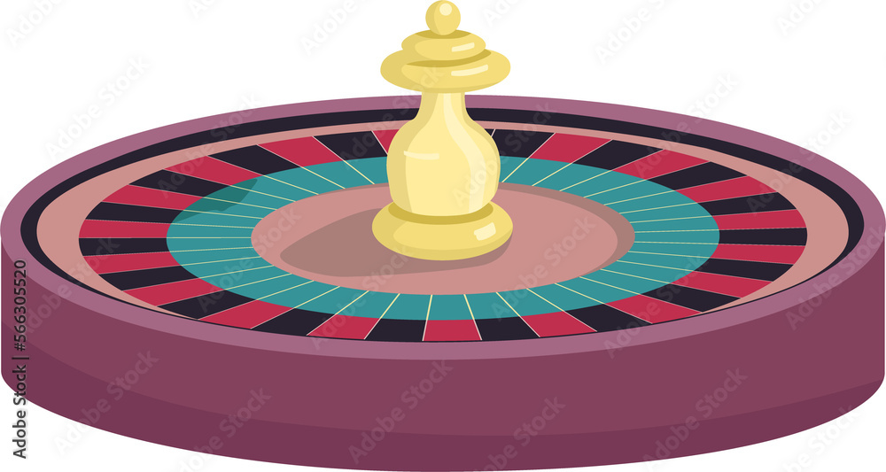 Roulette wheel semi flat color raster element. Full sized object on white. Wager on odd and even numbers. Gambling simple cartoon style illustration for web graphic design and animation - obrazy, fototapety, plakaty 